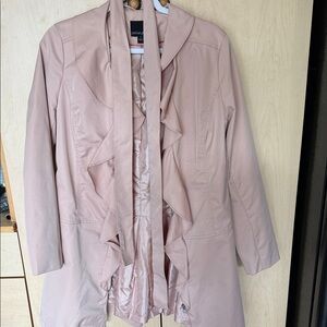 Cynthia Rowley Blush Trench Coat with Ruffle Detail